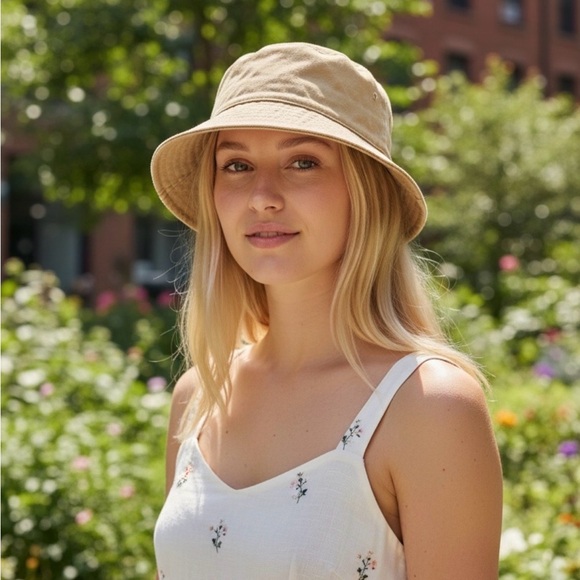 None Accessories - Women's Tan Bucket Hat - Lightweight Summer Sun Hat